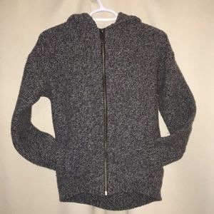 TNA wool zip up sweater with hood, small